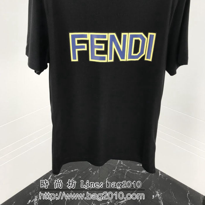 FENDI芬迪 19FW春夏新款短袖 黃色包邊Fendi字母印花 定制面料 簡約百搭款 高版本情侶款 ydi2030